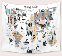 Load image into Gallery viewer, Tapestry : Animal Map - Printed.
