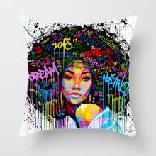 Load image into Gallery viewer, Cushion Cover: Graffiti Girl White
