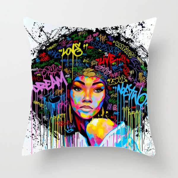 Cushion Cover: Graffiti Girl White