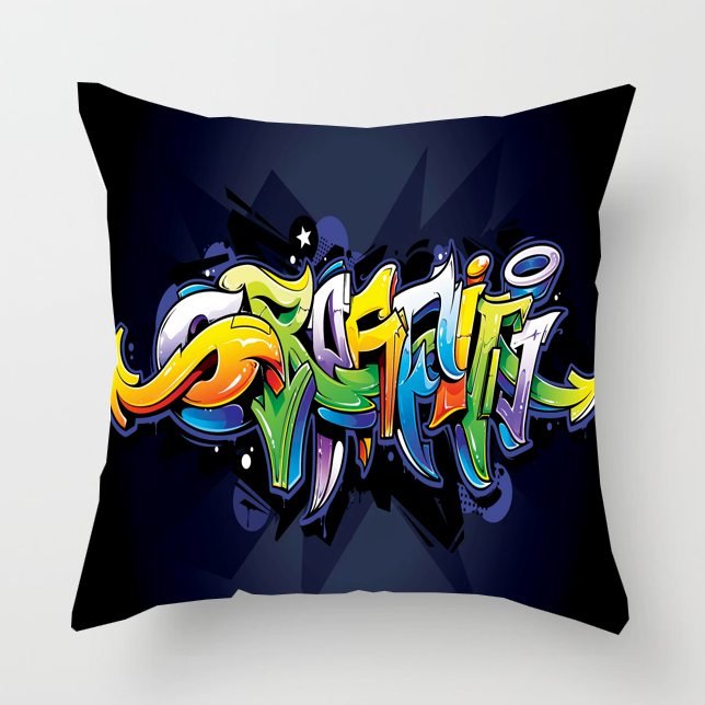 Cushion Cover: Graffiti Blue