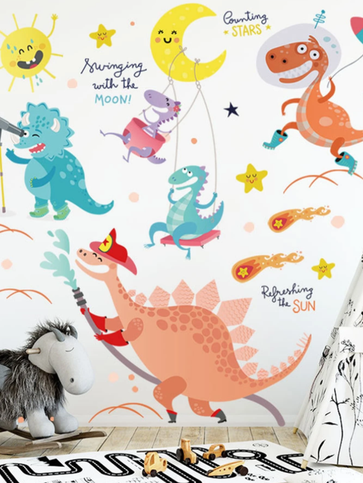 Wall Decal : Fire Dinosaur Print (112*108cm).