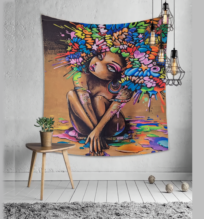 Tapestry : Wall Spray painted Girl 2 - 150*130