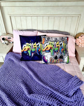 Load image into Gallery viewer, Cushion Cover: Graffiti Blue
