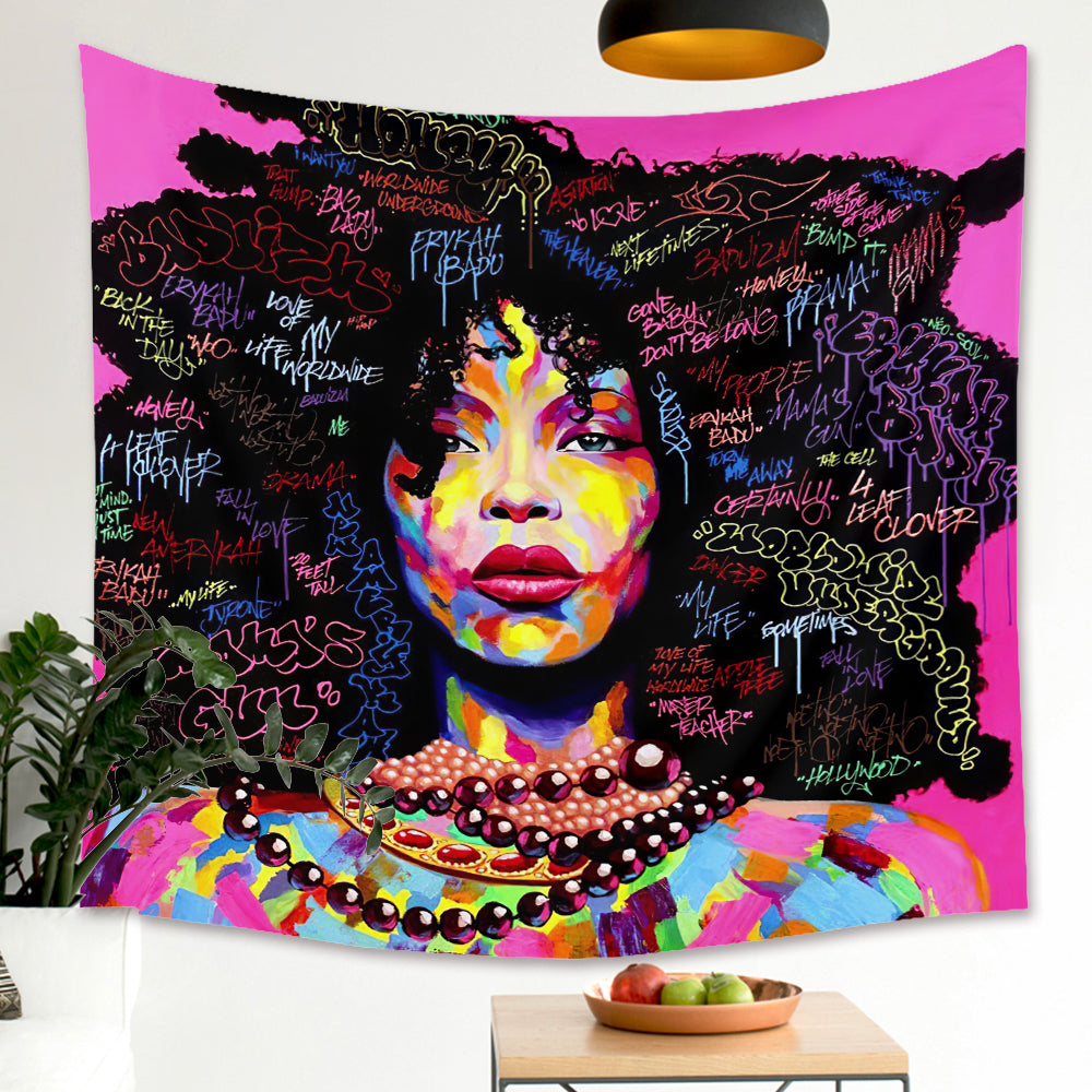 Tapestry : Woman Black Graffiti - Printed